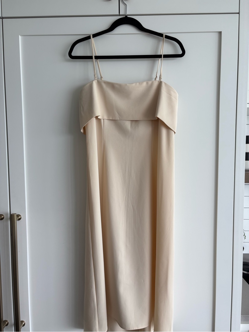Elegant Cream Slip Midi/maxi Dress with Spaghetti Straps